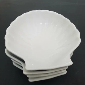 (4) Vintage White Glazed Pottery Shell Bowls Made In Portugal - Picture 1 of 7