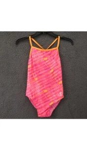 TYR Swimwear Girls 16 Pink Orange Swimsuit Diamond Fit Lollipop Low Tide NEW! - Picture 1 of 2
