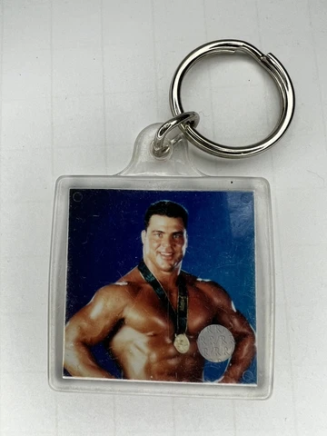 Kurt Angle Keychain Mini Photo WWF WWE Wrestling Merch 2000s Heavily Scuffed Cover