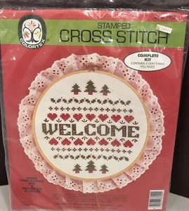 Colortex Welcome Cross Stitch 1986 Vintage 3755 - Picture 1 of 6