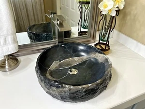 *** Lavandino in marmo / lavandino in pietra / lavandino con vaso / lavandino da bagno / lavabo - Foto 1 di 10