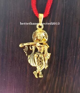 KRISHNA PENDANT LORD KRSNA GOPALA HINDU GOLD PLATED TEMPLE PUJA ISKCON - Picture 1 of 3