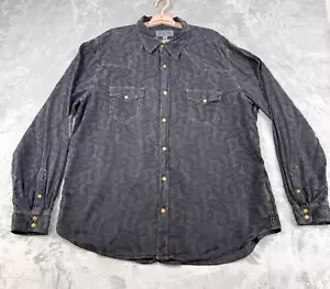 Ryan Michael Western Hemd Herren XXL Schwarz Paisley Druckknopf Seide Baumwolle - Bild 1 von 10