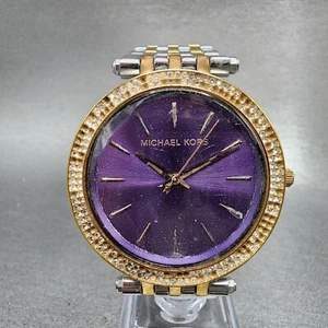 Michael Kors Darci Watch Women 39mm Purple Dial Two Tone Round MK3353 New Batt - Picture 1 of 11