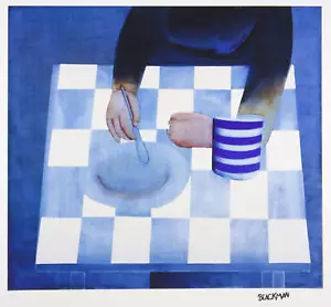 Charles BLACKMAN Repast - modernist art print, iconic Australian artist , blues - Picture 1 of 4