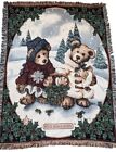 1997 Vintage Boyds Bears & Friends tapisserie de Noël couverture 48" X 68"