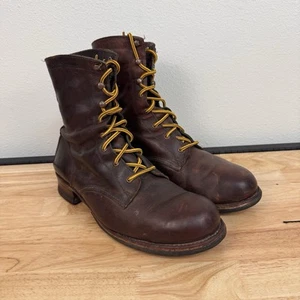 VTG Wolverine 1000 Mile Mens 12 D Plain Toe Brown Leather Boots USA Distressed - Picture 1 of 8