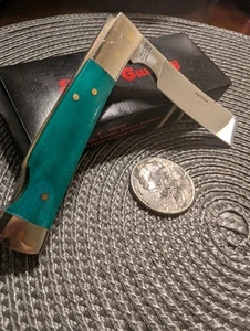 FROST CUTLERY SMOOTH GREEN FANCY Cleaver LOCKBACK KNIFE 4" Blade 17-150 GSB - Picture 1 of 9