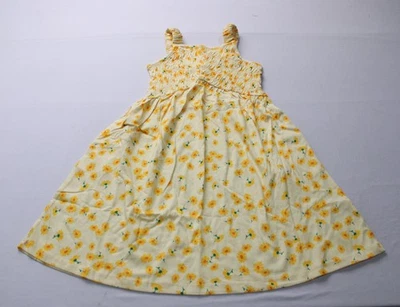 Old Navy Girl's Sleeveless Fit & Flare Smocked Dress CA4 Yellow Floral Large NWT - Image 1 of 3