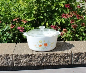 Cazuela de colección CORNING Wildflower Poppy 5 QT Rango N-5-B con tapa ¡EXCELENTE ESTADO USADA! - Imagen 1 de 8