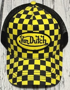 Von Dutch Black Yellow Checker SnapBack Adjustable Trucker Hat Cap Playboi Carti - Picture 1 of 9