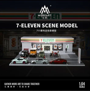 MoreArt  Diorama Car Parking Lot Model LED Lighting 7-Eleven Convenience Store - Picture 1 of 2