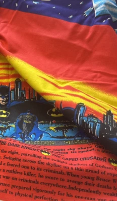 Batman Fabric 1993 OOP Border Print Panel Caped Crusader BT Half Y #14 - Image 1 of 4