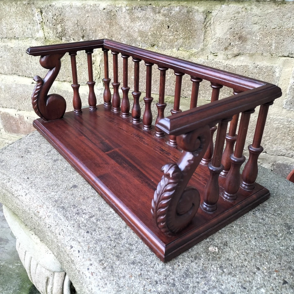 Vintage Mahogany Desk Book Shelf Holder,Ornate Antique Regency Style Trough,Old - Image 1 of 4