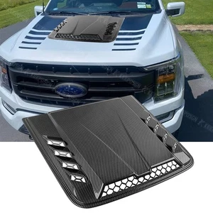 For Ford F150 F250 F350 Carbon Fiber Hood Scoop Air Intake Vent Bonnet Cover - Picture 1 of 14