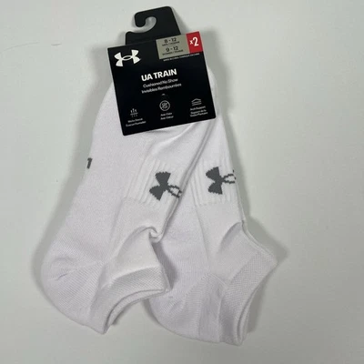 Calcetines Under Armour UA Train acolchados No Show (2 pares) para hombre 8-12 NUEVO blancos Foto 1 de 4