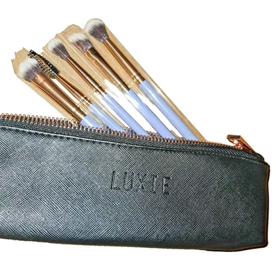 Luxie 5 Piece Makeup Brush Set Pouch Case Rose Gold Lilac Eye Brushes New - Image 1 of 4