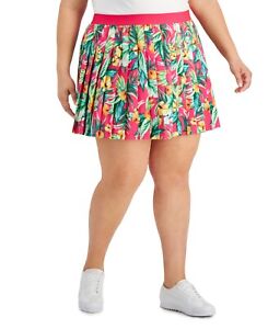 MSRP $30 Id Ideology Plus Size Tropical-Print Pleated Skort, Size 3X