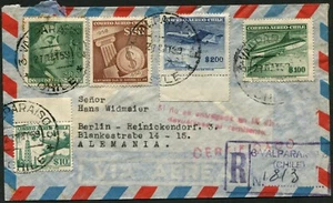 Chile Valparaiso nach Deutschland Einschreiben Luftpostbrief 1959 Lateinamerika Porto - Bild 1 von 2