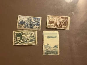 French MOROCCO Stamps 1930-1940’s  Cannon Plane Refugee - Picture 1 of 1