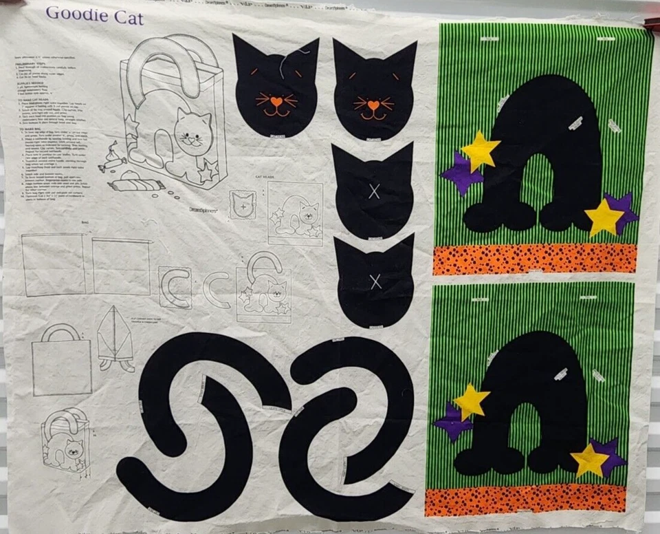 Vintage Halloween GOODIE CAT Treat Bag Cut N Sew Pattern VIP Dream Spinners - Image 1 of 4