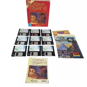 Kings Quest VI 3.5” Floppy Disks Big Red Box Missing Guide Book - Picture 1 of 8