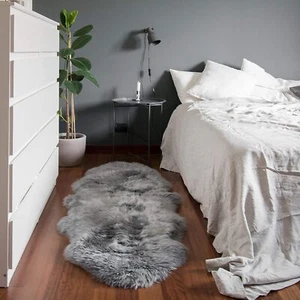 OUTLAVISH SHEEPSKIN AREA RUG Genuine Soft Thick Natural Merino Wool 2' x 6' - Picture 1 of 6