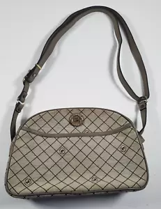 Vintage 1980’s John Romain Shoulder Bag Purse Signature Taupe Logo - Picture 1 of 10