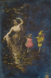 ORANOTYPE, Semi-Nude Young Woman, Children as Angels; Back described; Excellent - Bild 1 von 2