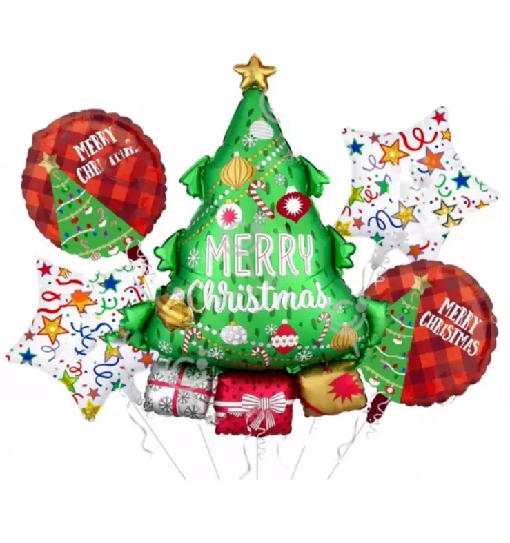 5pcs Christmas Tree Foil Balloon Set Party Supplies XMAS Party Decoration - image 1 of 2