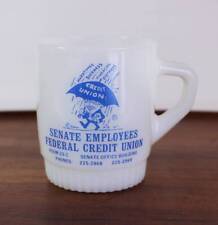 Fire King Rib Bottom Credit Union Bank Admag Vintage Mug Milk Glass