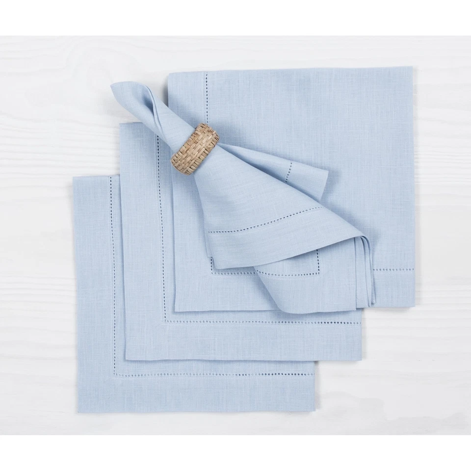 Linen Dinner Napkins Set of 4 for Fall and Christmas, Solid, Classic Hemstitch - Image 1 of 1