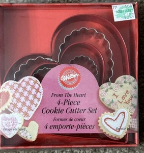 NIB Wilton Metal Cookie Cutter Set of 4 Heart Shape Valentine Wedding Original - Picture 1 of 3