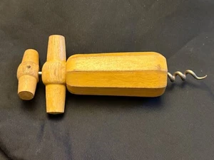 Vintage Wooden Corkscrew Wine Bottle Opener Double Twist Turn - Picture 1 of 13