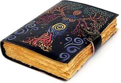 Vintage Hocus Pocus Book of Spells Printed Leather Journal sketchbook notebook - Image 1 of 4