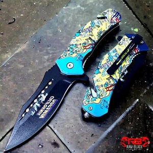 9" 3D Printed Yellow Smoke Folding Spring Open Blade Assisted Pocket Knife - Picture 1 of 5