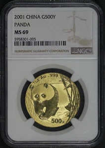 2001 China 500 Yuan Gold Panda NGC MS-69 - Picture 1 of 2