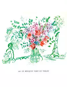 MARC CHAGALL Le Bouquet vert et violet 12.5" x 9.75" Poster 1963 Modernism - Picture 1 of 1