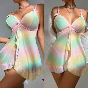 Women's Sexy-Lingerie Babydoll Sleepwear Underwear Lace Dress Nightwear G-String - Picture 1 of 44