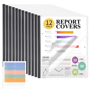 12 Pack Report Covers, 70 Sheet Capacity Presentation Folders, Clear Report Cove - Picture 1 of 7