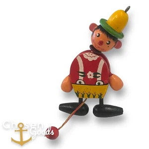 Vtg Wooden Pull String Painted Deputy Sheriff Christmas Ornament Jumping Jack 6" - Picture 1 of 4