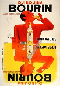 Vintage French Bourin Liquor 1936 Classic Print Poster Wall Art Picture A4 + - Picture 1 of 5