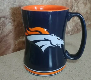 CLEARANCE - Denver Broncos 14oz Sculpted Logo Coffee Mug MINT - Picture 1 of 6