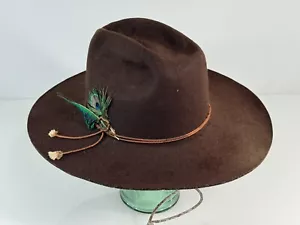 Vintage Akubra Style Cowboy Hat Band Size Large FUR FELT  swagman Australian - Picture 1 of 9