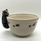 Bearfoots Cereal Bowl w/Black Bear Hanging on Side Ceramic Big Sky Carvers