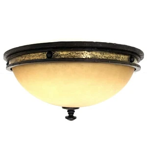 Kalco Durango Hammered Iron and Gilt Flush Mount - Picture 1 of 10