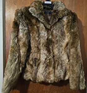 Pamela McCoy Black Diamond  Collection  XS Faux Coyote Replica Fur Coat - Picture 1 of 7