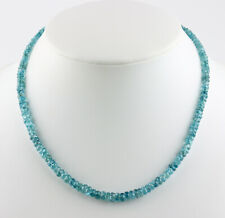 Classy Blue Zirconia Necklace Precious Stone Natural Faceted Rondelle 17 5/16in