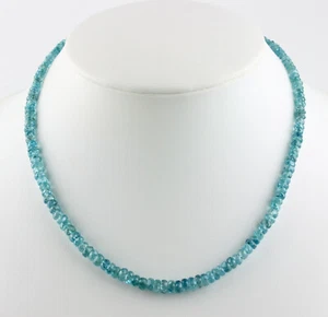 Classy Blue Zirconia Necklace Precious Stone Natural Faceted Rondelle 17 5/16in - Picture 1 of 2