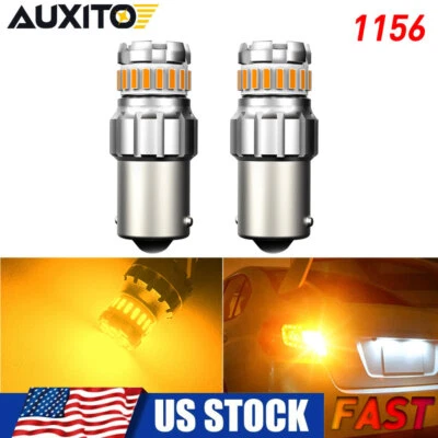 AUXITO 1156 LED Indicador de señal de giro Bombillas de luz de estacionamiento Amarillo ámbar CANBUS EE. UU. Foto 1 de 4